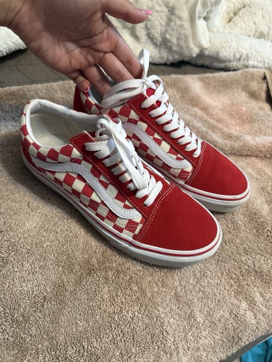 VANS Other - VANS Old Skool Red White Checkerboard Canvas Sneakers Men's US 7 Lace Up